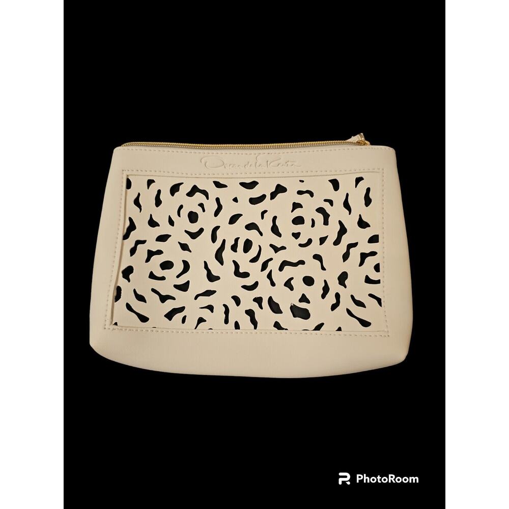 Oscar de la Renta Makeup Pouch Cosmetic Bag White Fragrance Promo Bag NEW